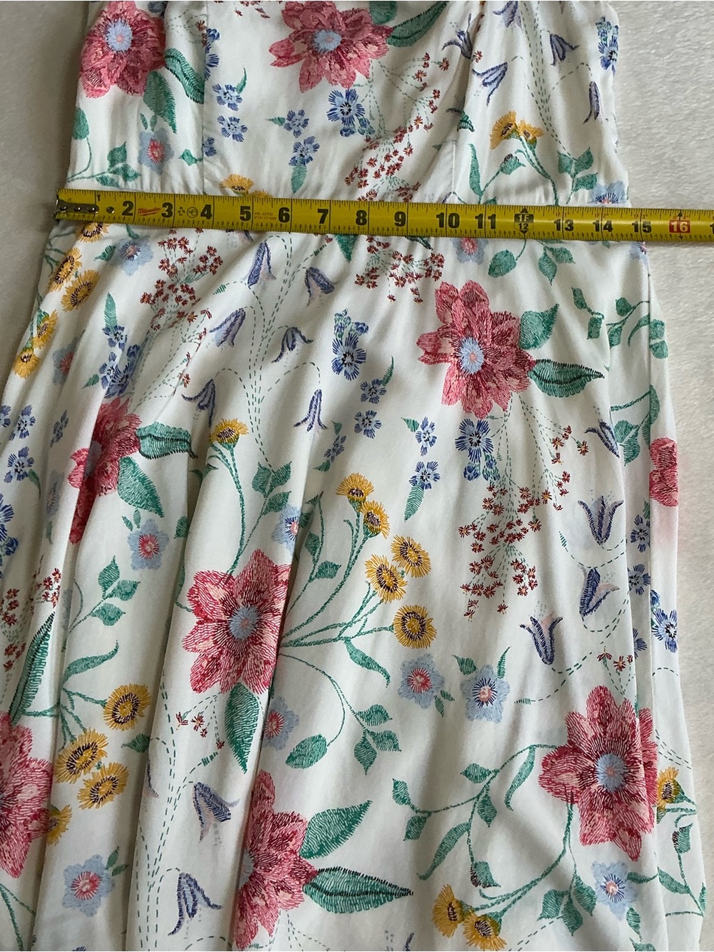 Old Navy Cream Floral Sundress Medium Fit & Flare Cami Style Boho Cottagecore - Picture 6 of 12